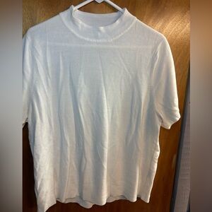 Sag Harbor Cream Mock Neck T-shirt